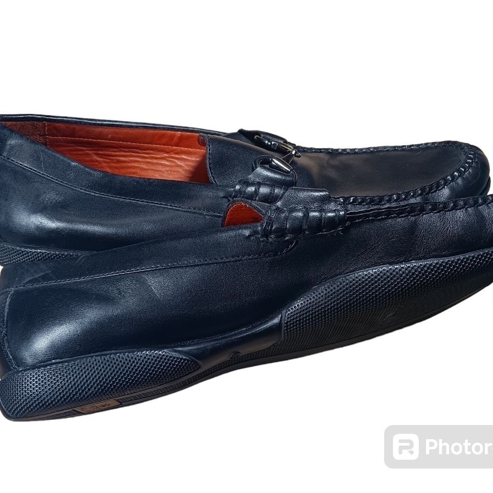 Peter Millar Men's Black Leather Slip On Brazilian Casual Dress Shoes 9W - Picture 4 of 6
